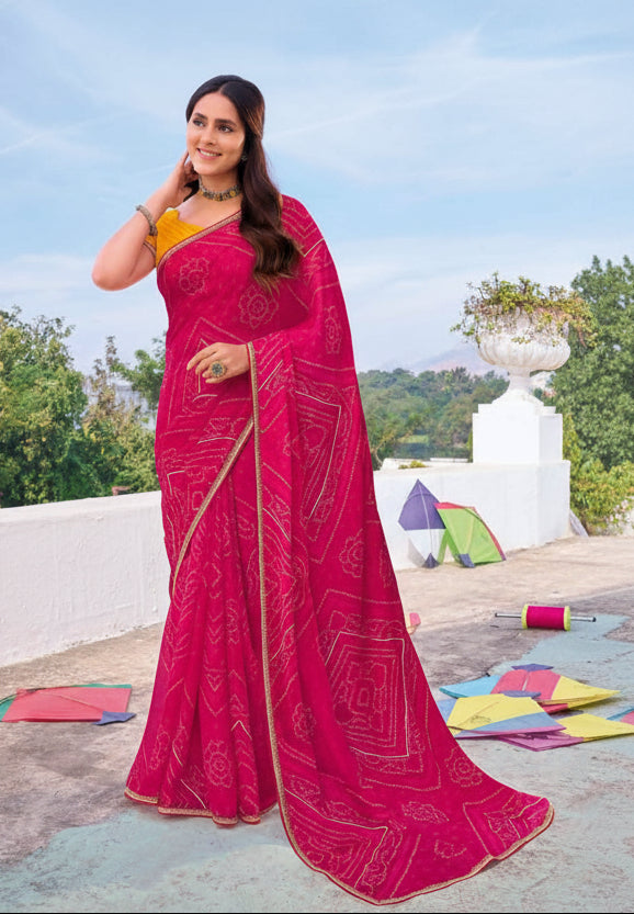 Georgette Bandhani Print Saree Main image