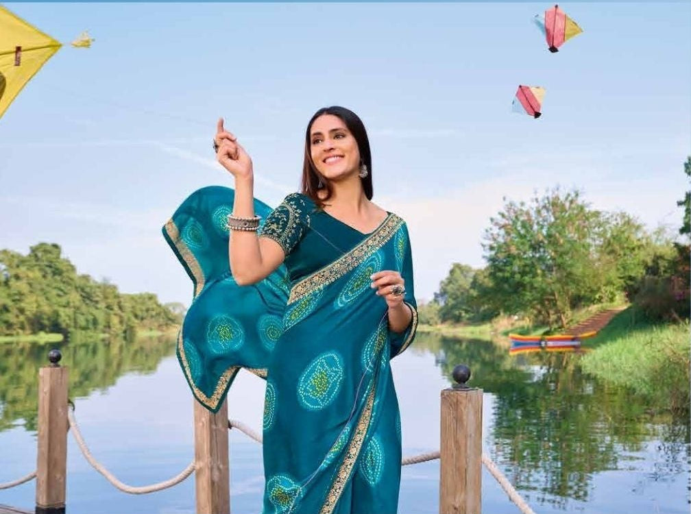 Bandhani Print Georgette Saree