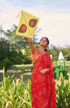 Vibrant Crimson Bandhani Saree
