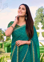 Regal Teal Mandala Georgette Saree