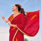 Red Georgette Saree with Sunburst Mandala Print