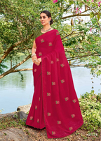 Striking Magenta Pink Georgette Saree