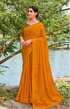 Radiant Mustard Georgette Saree