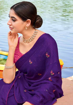 Regal Deep Purple Georgette Saree