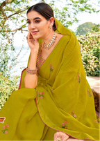 Olive Green Georgette Saree