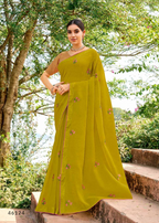 Olive Green Georgette Saree