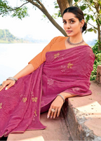 Elegant Onion Pink Georgette Saree