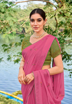 Elegantly Pink Georgette Saree