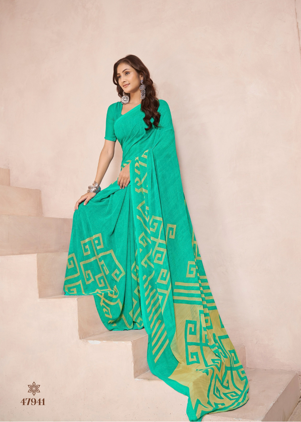 Pop Green comfortable Printed Saree