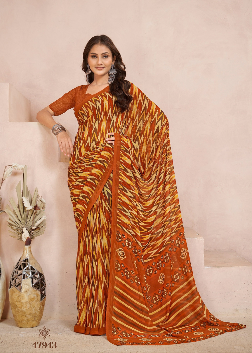 Mustard Daily wear Printed Saree