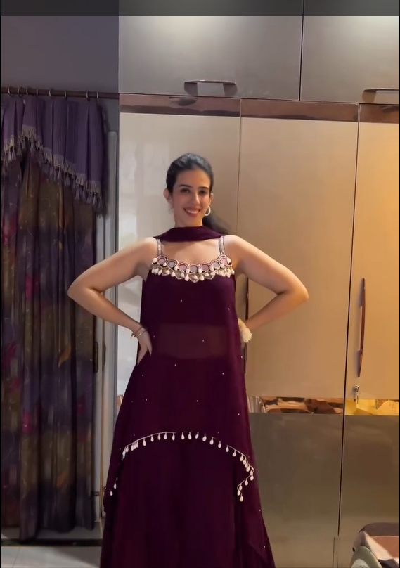 Wine Canvas Palazzo Dress ( 1514 D-146) Secondary image