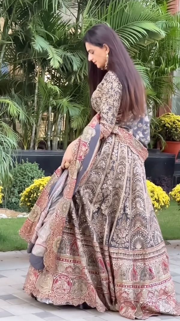 Vintage Print and Brocade Lehenga (LH-3160 D-19)