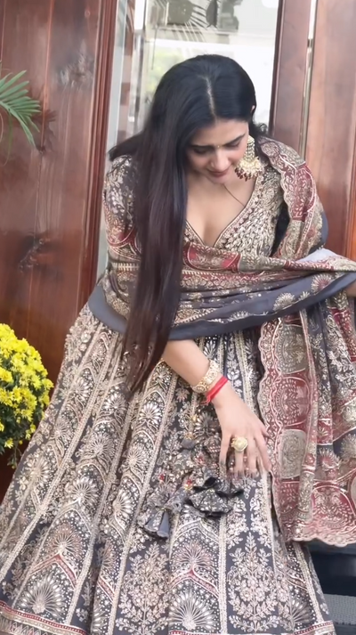 Vintage Print and Brocade Lehenga (LH-3160 D-19)