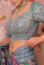 Celestial Peacock Hues Luxury Saree with Mirror Work Blouse (CCRS-25-68 D-32)