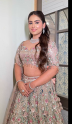 Rose Gold Pastel Petal Embroidered Luxury Lehenga (DC-251049 D-56)