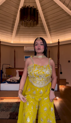 Bold Yellow Sharara Set with Gold Work (2606 M-29)