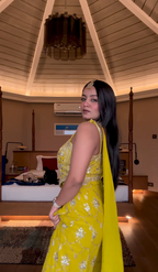 Bold Yellow Sharara Set with Gold Work (2606 M-29)