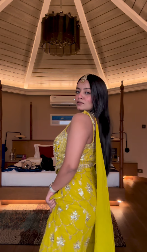 Bold Yellow Sharara Set with Gold Work (2606 M-29)