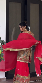 Red Chilly and Gold Heavily Embroidered Sharara Suit (KJ-3156 D-45)