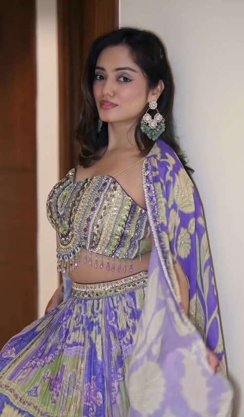 Vibrant Printed and Embellished Fusion Lehenga (A4413 D-69)