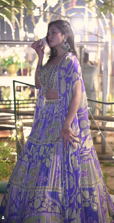 Vibrant Printed and Embellished Fusion Lehenga (A4413 D-69)