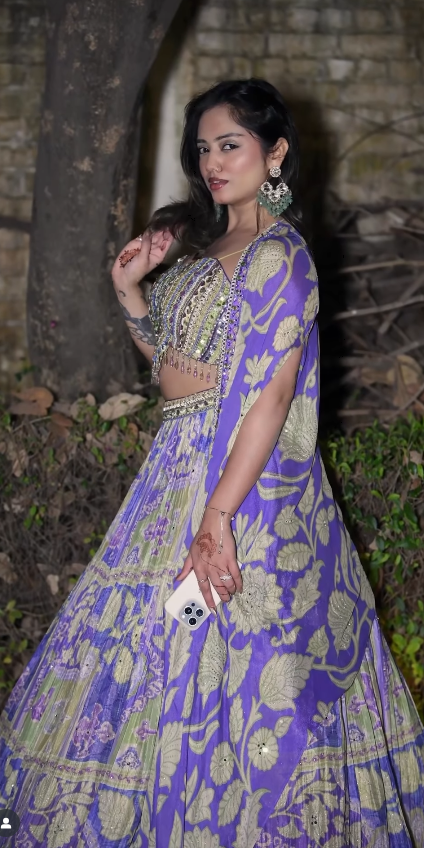 Vibrant Printed and Embellished Fusion Lehenga (A4413 D-69)