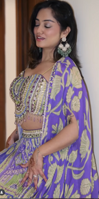 Vibrant Printed and Embellished Fusion Lehenga (A4413 D-69)