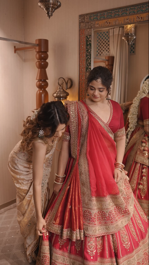 Heirloom Crimson Sabyasachi-Style Bridal Lehenga (NAYANA KALI B-55)