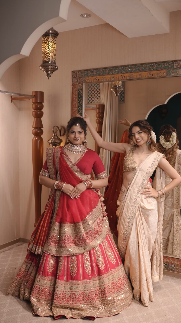 Heirloom Crimson Sabyasachi-Style Bridal Lehenga (NAYANA KALI B-55)