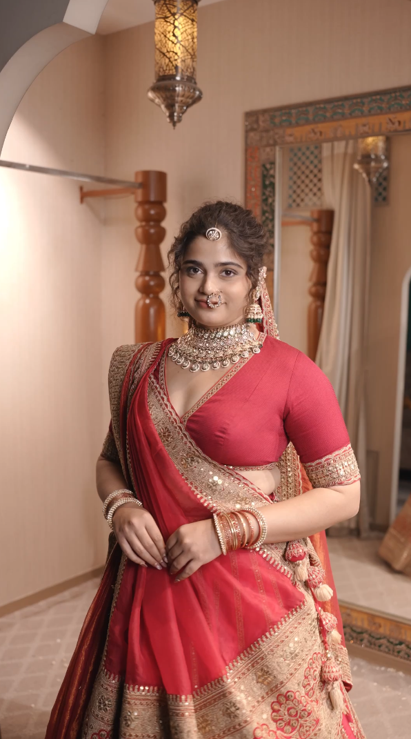 Heirloom Crimson Sabyasachi-Style Bridal Lehenga (NAYANA KALI B-55)