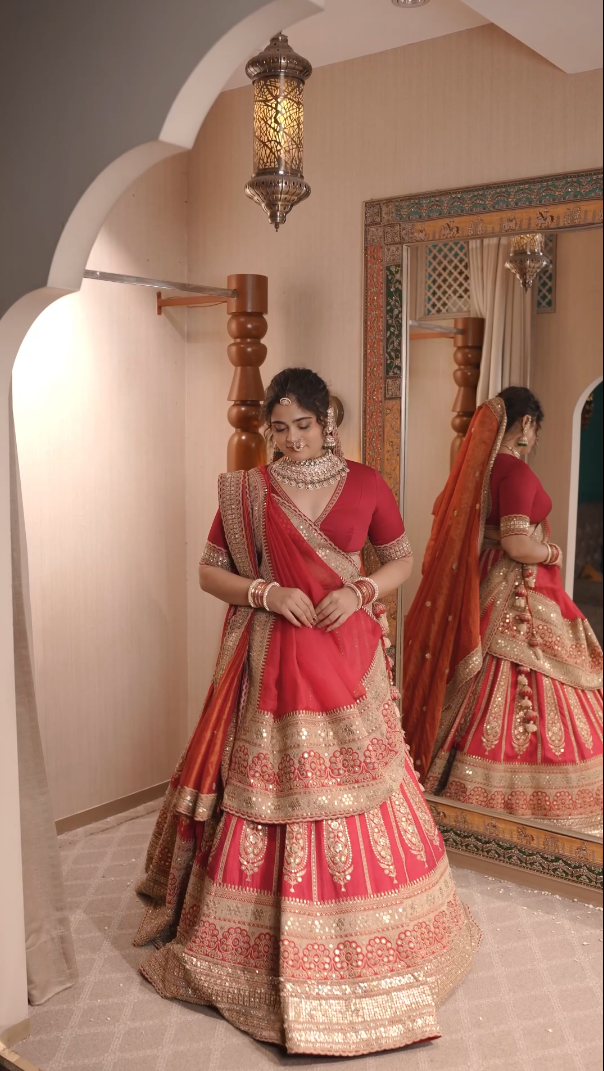 Heirloom Crimson Sabyasachi-Style Bridal Lehenga (NAYANA KALI B-55) Main image