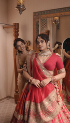 Heirloom Crimson Sabyasachi-Style Bridal Lehenga (NAYANA KALI B-55)