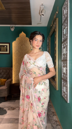 Gardenia Glow Floral Saree (140-2371 B-199)