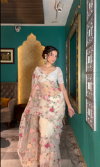 Gardenia Glow Floral Saree (140-2371 B-199)