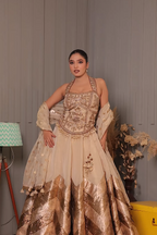 Gilded Chevron Corset Lehenga