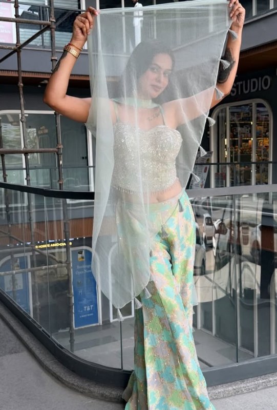 Ethereal Mint Green Sharara Set