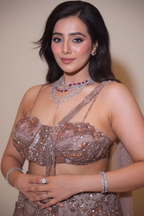 Rose Gold Sequin Lehenga with Attached Pre-Draped Trail