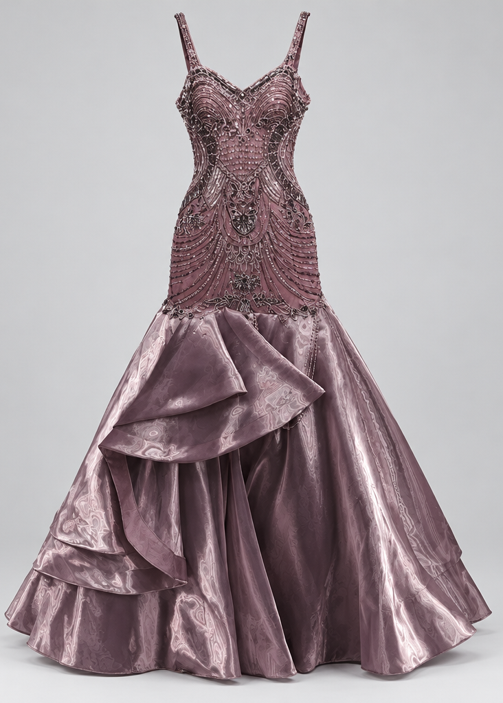 Dusty Mauve Hand-Embellished Mermaid Gown