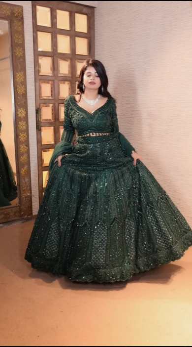 Forest Nymph Sequin Lehenga ( 1495 M-3)