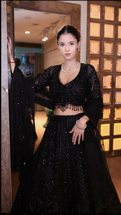 Midnight Glamour Black Sequin Lehenga( 8244 D-61)