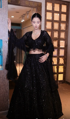 Midnight Glamour Black Sequin Lehenga( 8244 D-61)