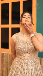 Regal Gold Embellished Flared Gown (BR-1345 D-29)