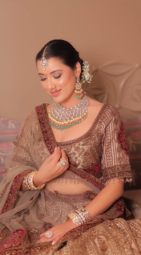 Antique Gold Deep Maroon Heritage Bridal Lehenga (DC-252547 D-56)