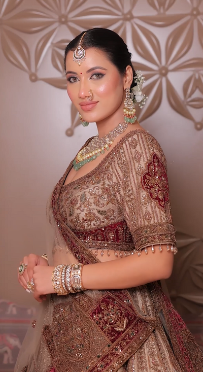 Antique Gold Deep Maroon Heritage Bridal Lehenga (DC-252547 D-56)