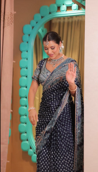 Midnight Indigo Opulence Saree with Aqua Embroidery (CCRS-25-03 D-32)