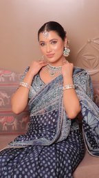 Midnight Indigo Opulence Saree with Aqua Embroidery (CCRS-25-03 D-32)