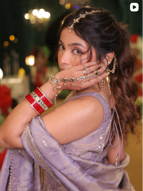 Lavender Dream Crinkle Lehenga Set with Peplum Choli (9741 M-27) Secondary image