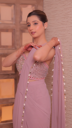 Mauve Meadow Jacket Drape Saree (4100-A D-17)