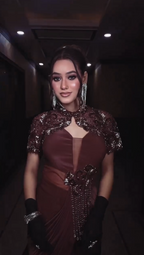 Espresso Glamour Drape Gown (9443 M-112)