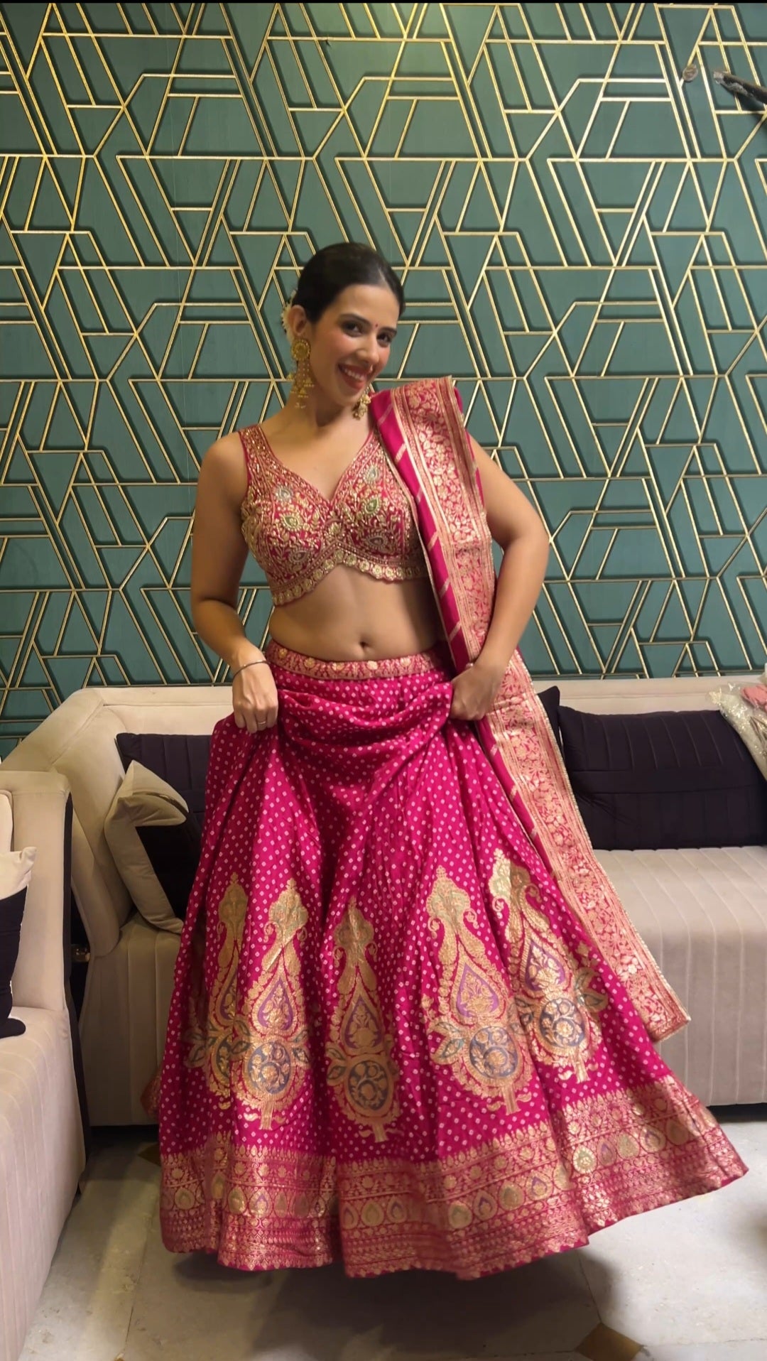 Rani Pink Handcrafted Banarasi Lehenga (8256 M-41)